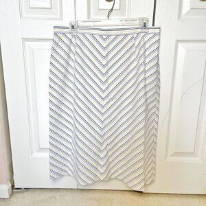 Brooks Brothers Chevron Print Textured Poplin Cotton Fully Lined A-Line Skirt